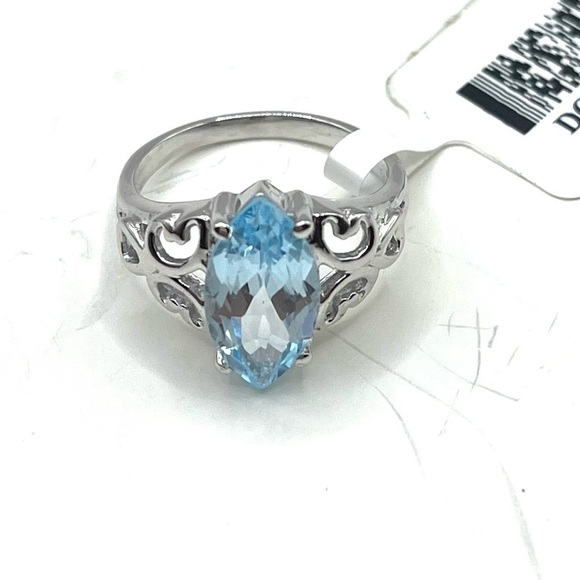 Sky Blue Topaz size 6 Marquise Sterling Silver Solitaire Ring - Picture 3 of 10